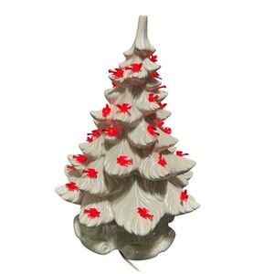 Ceramic Christmas Tree Vintage 2-Piece Lighted 16” With Music Box